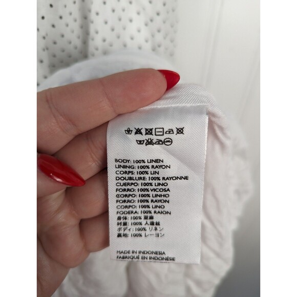 Faithfull the Brand linen White Midi Dress polka dot size 6 - Picture 12 of 14